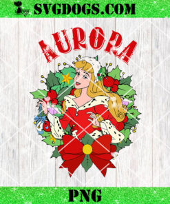 Aurora Princess Christmas PNG, Disney Aurora Christmas Wreath PNG