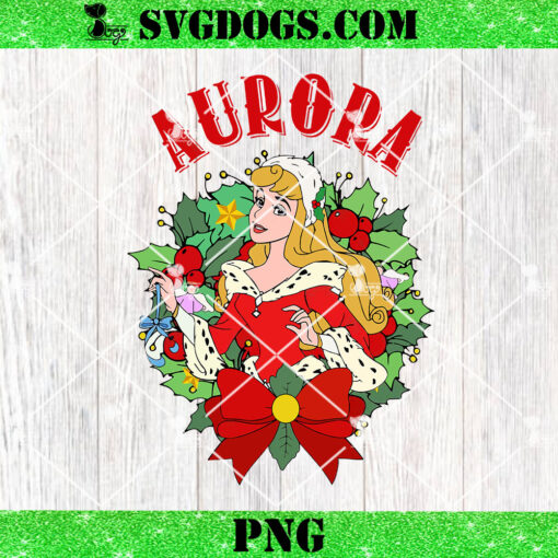 Aurora Princess Christmas PNG, Disney Aurora Christmas Wreath PNG