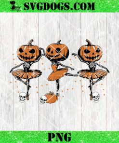 Ballet Ballerina Pumpkin Skeletons Halloween PNG, Ballet Halloween PNG