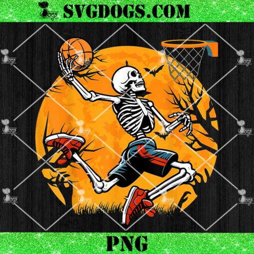 Basketball Skeleton Halloween PNG, Spooky Boys Basketball Player PNG