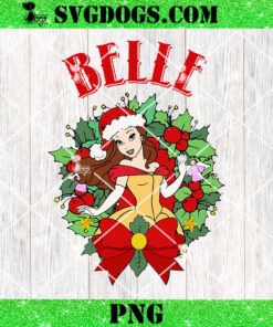 Belle Princess Christmas PNG, Beauty and the Beast PNG, Disney Belle Christmas Wreath PNG