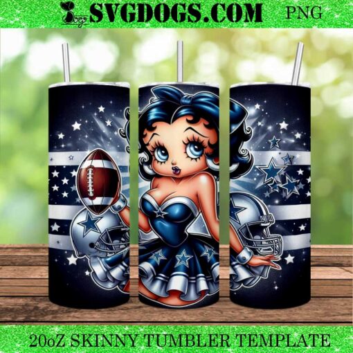 Betty Boop Cowboys NFL 20oz Tumbler Wrap PNG