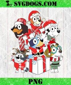 Bluey And Friends Christmas Gifts PNG, Cute Bluey Xmas PNG