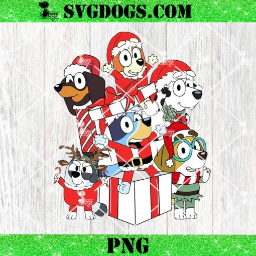 Bluey And Friends Christmas Gifts PNG, Cute Bluey Xmas PNG