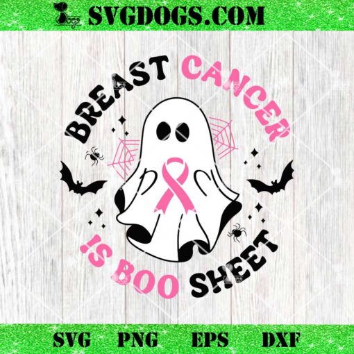 Breast Cancer Is Boo Sheet SVG, Ghost Ribbon Breast Cancer Awareness SVG PNG