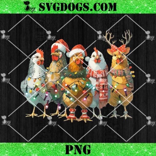 Chicken Christmas Lights Farm Animal PNG, Christmas Chicken PNG