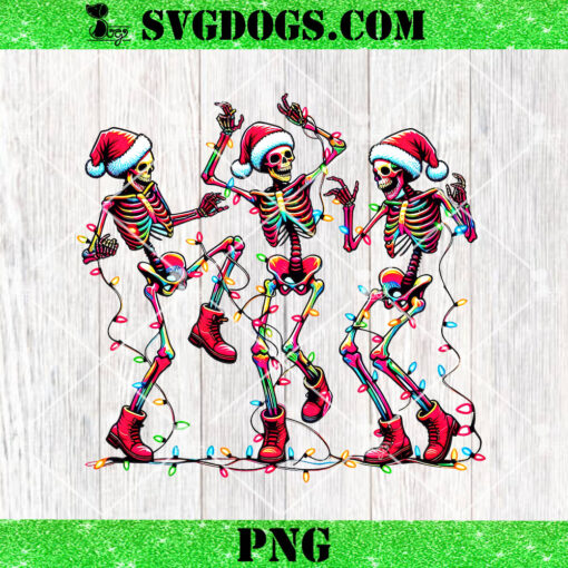 Christmas Dancing Skeleton PNG, Skeleton Christmas PNG, Christmas Lights PNG