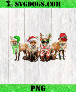 Christmas Fox Squad Santa Hat Christmas Light PNG, Christmas Dog PNG