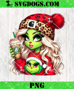 Christmas Girl Cute Boujee PNG, Mean Green Girl Christmas Coffee PNG, Leopard Christmas PNG