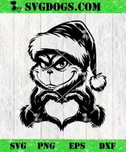 Christmas Grinch Face Heart Hand SVG, Grinchmas SVG PNG EPS DXF