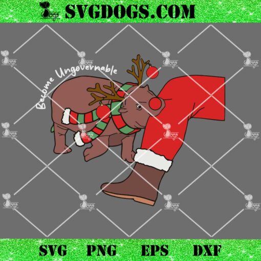 Christmas Moo Deng SVG, Baby Pygmy Hippo Moo Deng Christmas SVG, Santa Claus Moo Deng SVG PNG