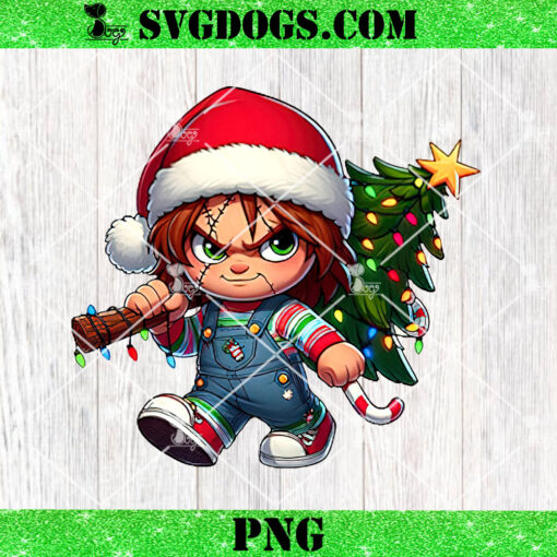 Chucky Santa Christmas PNG, Santa Christmas PNG, Horror Santa Tree PNG