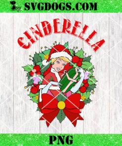 Cinderella Princess Christmas PNG, Disney Cinderella Christmas Wreath PNG