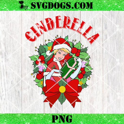 Cinderella Princess Christmas PNG, Disney Cinderella Christmas Wreath PNG