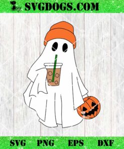 Cute Ghost Drink Coffee SVG, Cute Ghost Halloween SVG PNG