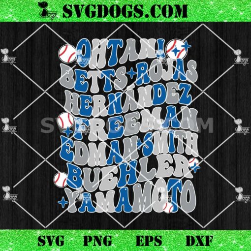 Dodgers SVG PNG, Ohtani Betts Rojas Hernandez Freeman Edman Smith Buehler Yamamoto SVG