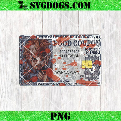 Food Coupon Halloween Chucky Credit Card Wrap PNG, Horror Debit Card PNG