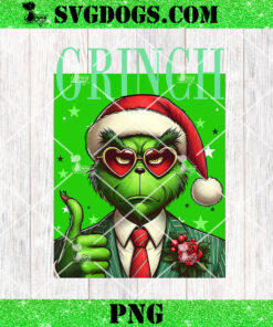 Funny Christmas Grinch Santa Hat PNG, Green Grinch PNG