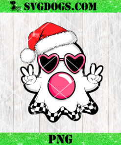 Ghost Blowing Bubbles Christmas PNG, Ghost Santa Hat PNG