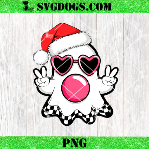 Ghost Blowing Bubbles Christmas PNG, Ghost Santa Hat PNG