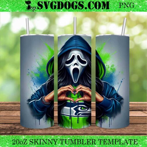 Ghostface Scream Seattle Seahawks NFL 20oz Tumbler Wrap PNG