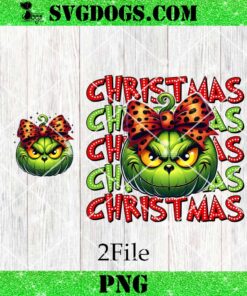 Glitter Grinch Pumpkin Leopard Coquette Bow PNG Bundle, Grinchmas PNG