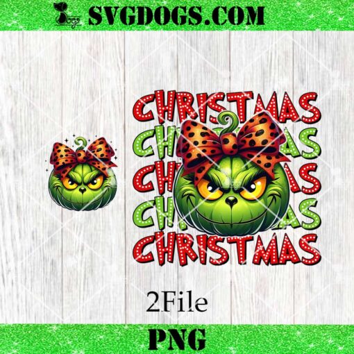 Glitter Grinch Pumpkin Leopard Coquette Bow PNG Bundle, Grinchmas PNG