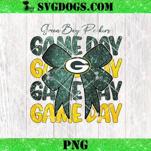 Green Bay Packers Game Day Coquette PNG, Coquette Football PNG, Football Bow PNG