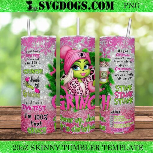 Grinch Christmas Boujee Pink 20oz Tumbler Wrap PNG, Grinch 20oz Tumbler Wrap PNG