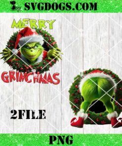 Grinch Christmas Wreath PNG, Cute Merry Grinchmas PNG