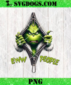 Grinch Ew People Zipper PNG, Christmas PNG