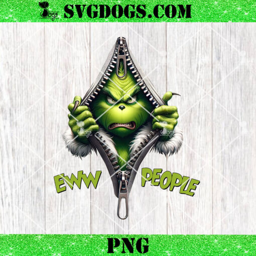 Grinch Ew People Zipper PNG, Christmas PNG