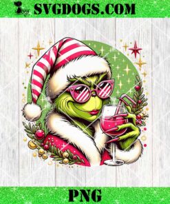 Grinch Girl PNG, Pink Christmas PNG, Christmas Drink PNG