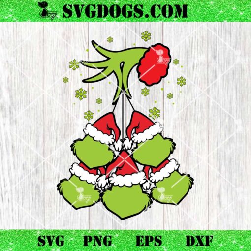 Grinch Hand Holding Five Grinch Face SVG, Grinch Christmas SVG PNG