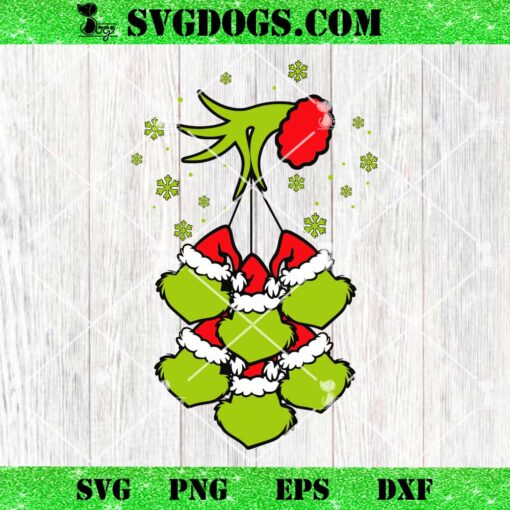 Grinch Hand Holding Six Grinch Face SVG, Grinch Christmas SVG PNG