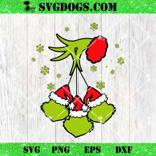 Grinch Hand Holding Three Grinch Face SVG, Grinch Christmas SVG PNG