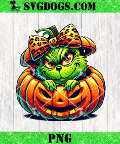 Grinch Pumpkin Leopard Coquette PNG, Grinch Pumpkin Bow PNG