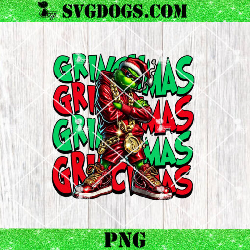 Grinhmas Thug Life PNG, Funny Christmas Grinch Santa Hat PNG