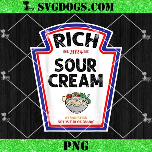 Halloween Matching Costume Rich Sour Cream Bottle Label PNG, Sour Cream Est 2024 PNG