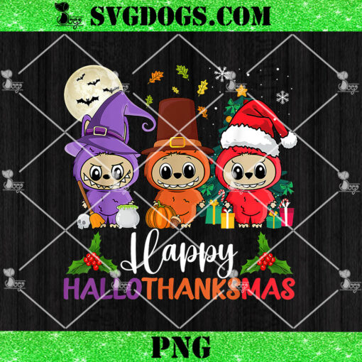 Happy Hallothanksmas Labubu PNG, Labubu Christmas PNG