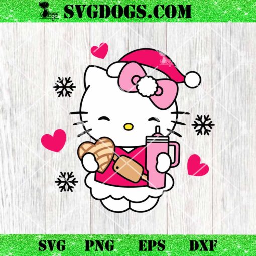 Hello Kitty Christmas Stanley Tumbler SVG, Hello Kitty Santa SVG PNG