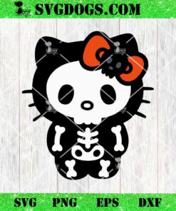 Hello Kitty Skeleton Halloween SVG, Hello Kitty Skulls SVG PNG