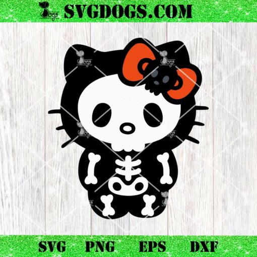 Hello Kitty Skeleton Halloween SVG, Hello Kitty Skulls SVG PNG