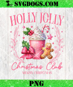 Holly Jolly Christmas Coffe Club PNG, Coquette Gingerbread PNG, Pink Christmas PNG