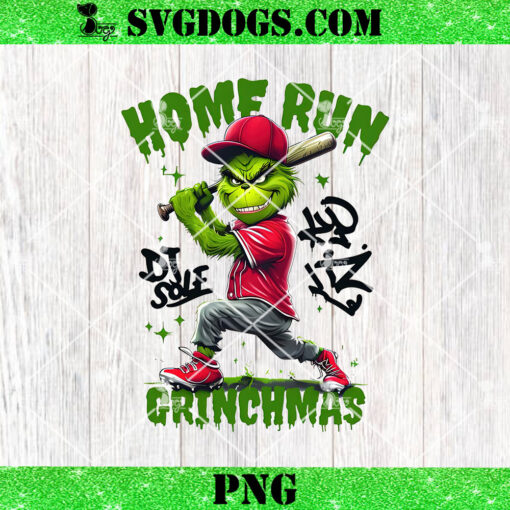 Home Run Grinchmas PNG, Christmas Baseball PNG