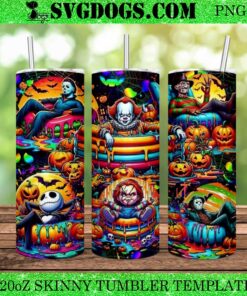 Horror Movie Friends Halloween 20oz Tumbler Wrap PNG, Horror Summer 20oz Tumbler Wrap PNG