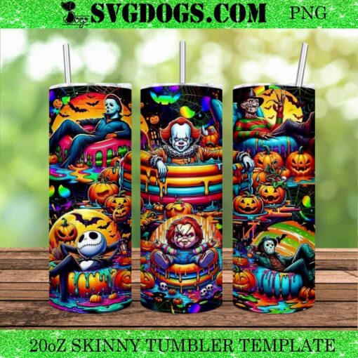 Horror Movie Friends Halloween 20oz Tumbler Wrap PNG, Horror Summer 20oz Tumbler Wrap PNG