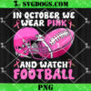 In October We Wear Pink Breast Cancer Pumpkin Halloween PNG, Skeleton Halloween PNG