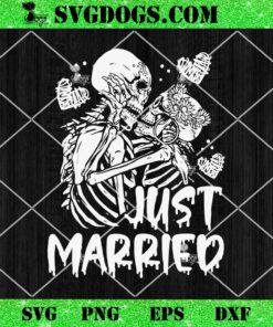 Just Married Halloween Skeleton SVG, Halloween Skeletons Bride and Groom SVG PNG