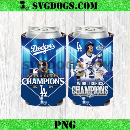 Los Angeles Dodgers 2024 World Series Champions Coozie Can Cooler Holder PNG, 16oz Libbey Glass Can Wrap